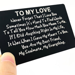 Engraved Wallet Card Note for Him - Anniversary Gift Idea - Metal Wallet Insert