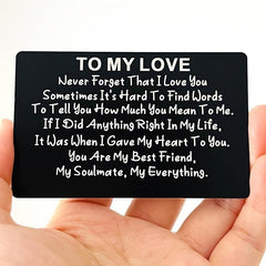 Engraved Wallet Card Note for Him - Anniversary Gift Idea - Metal Wallet Insert