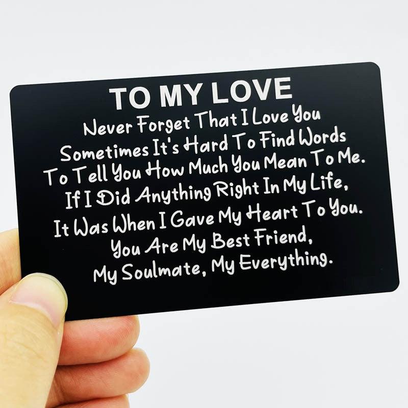 Engraved Wallet Card Note for Him - Anniversary Gift Idea - Metal Wallet Insert