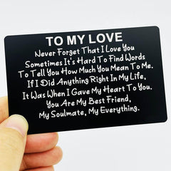 Engraved Wallet Card Note for Him - Anniversary Gift Idea - Metal Wallet Insert