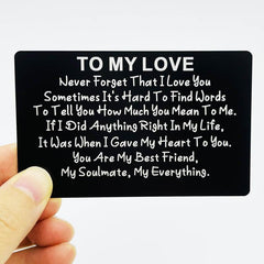 Engraved Wallet Card Note for Him - Anniversary Gift Idea - Metal Wallet Insert
