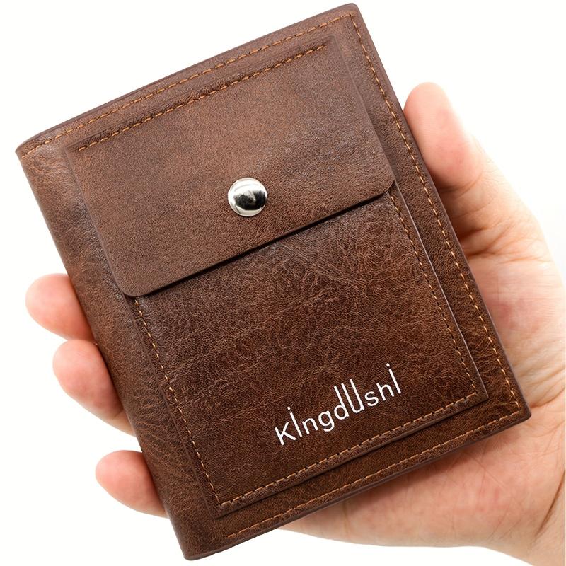 Men's Leather Tri Fold Wallet Money Clip Card Holder
