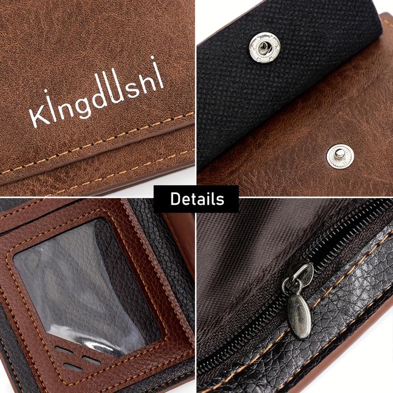 Men's Leather Tri Fold Wallet Money Clip Card Holder