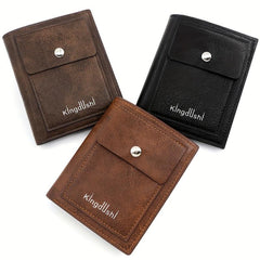 Men's Leather Tri Fold Wallet Money Clip Card Holder