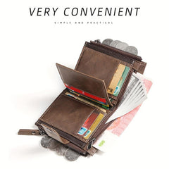 RFID Blocking Leather Wallet with Money Clip