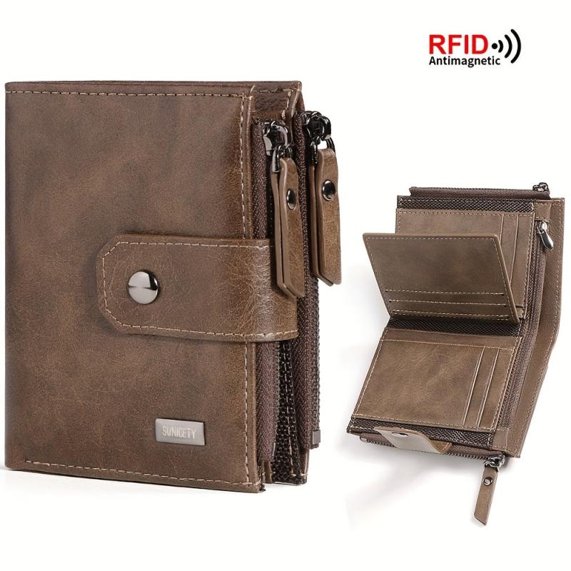 RFID Blocking Leather Wallet with Money Clip