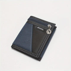 Men's Canvas Trifold Chain Wallet Zipper Pocket