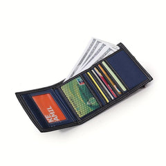 Men's Canvas Trifold Chain Wallet Zipper Pocket