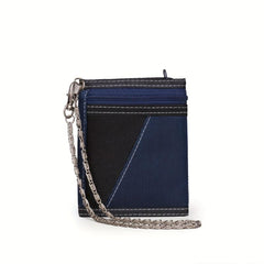 Men's Canvas Trifold Chain Wallet Zipper Pocket