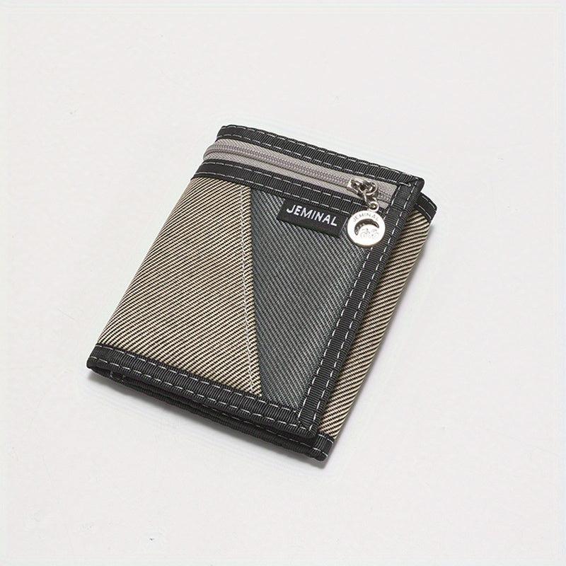 Men's Canvas Trifold Chain Wallet Zipper Pocket