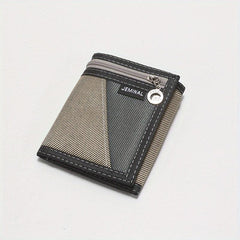 Men's Canvas Trifold Chain Wallet Zipper Pocket