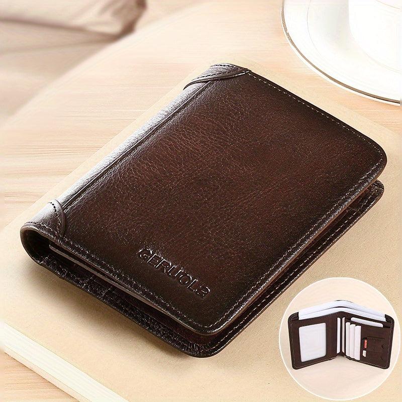 Men's Leather Card Holder Short Wallet Retro Style Credit ID Insert Wallet