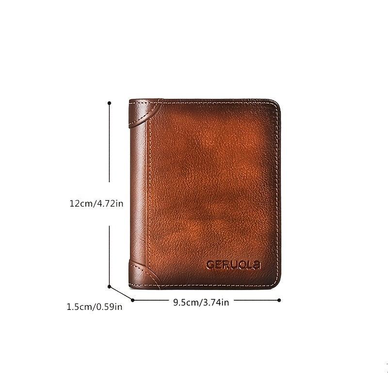 Men's Leather Card Holder Short Wallet Retro Style Credit ID Insert Wallet