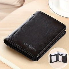 Men's Leather Card Holder Short Wallet Retro Style Credit ID Insert Wallet