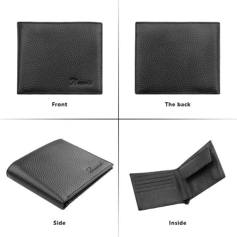Men's Leather Short Wallet RFID Blocking Coin Pouch Business Wallet