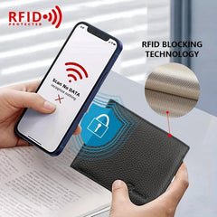 Men's Leather Short Wallet RFID Blocking Coin Pouch Business Wallet