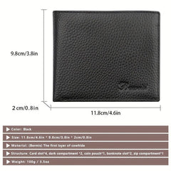 Men's Leather Short Wallet RFID Blocking Coin Pouch Business Wallet
