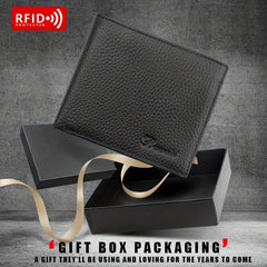 Men's Leather Short Wallet RFID Blocking Coin Pouch Business Wallet