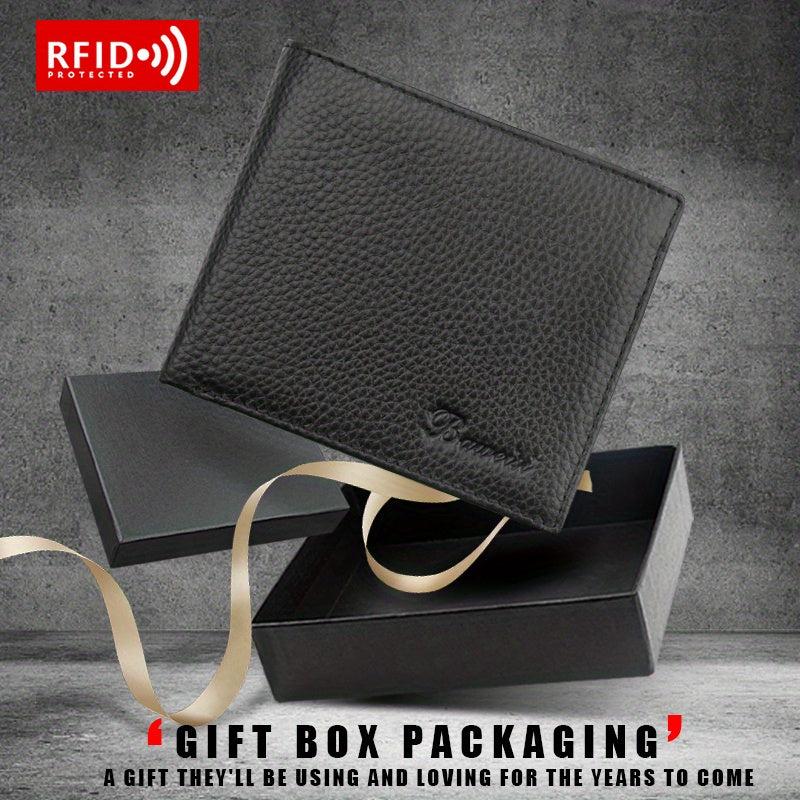 Men's Leather Short Wallet RFID Blocking Coin Pouch Business Wallet