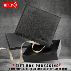 Men's Leather Short Wallet RFID Blocking Coin Pouch Business Wallet
