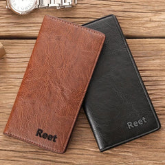 Men's Long Vintage Card Bag Soft Leather Wallet