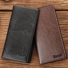 Men's Long Vintage Card Bag Soft Leather Wallet
