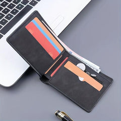 Men's Short Wallet Card Holder Coin Pouch Soft Leather Horizontal
