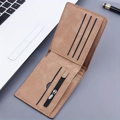 Men's Short Wallet Card Holder Coin Pouch Soft Leather Horizontal