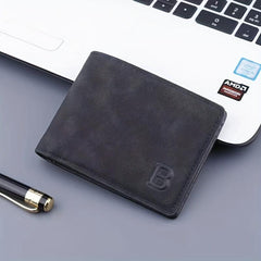 Men's Short Wallet Card Holder Coin Pouch Soft Leather Horizontal