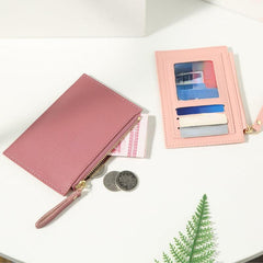 PU Leather ID Card Holder Zipper Coin Purse Credit Card Holder