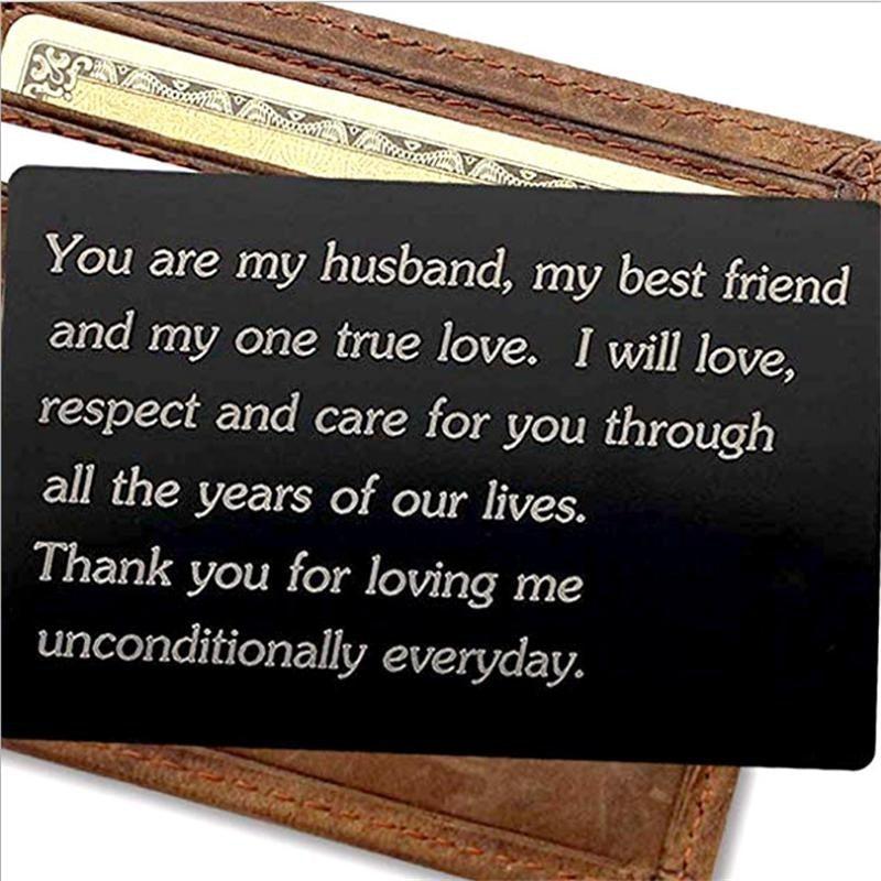 Engraved I Love You Wallet Metal Card Insert - Groom Gift
