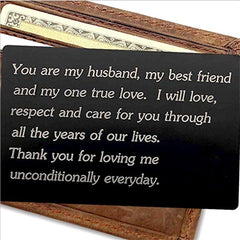 Engraved I Love You Wallet Metal Card Insert - Groom Gift