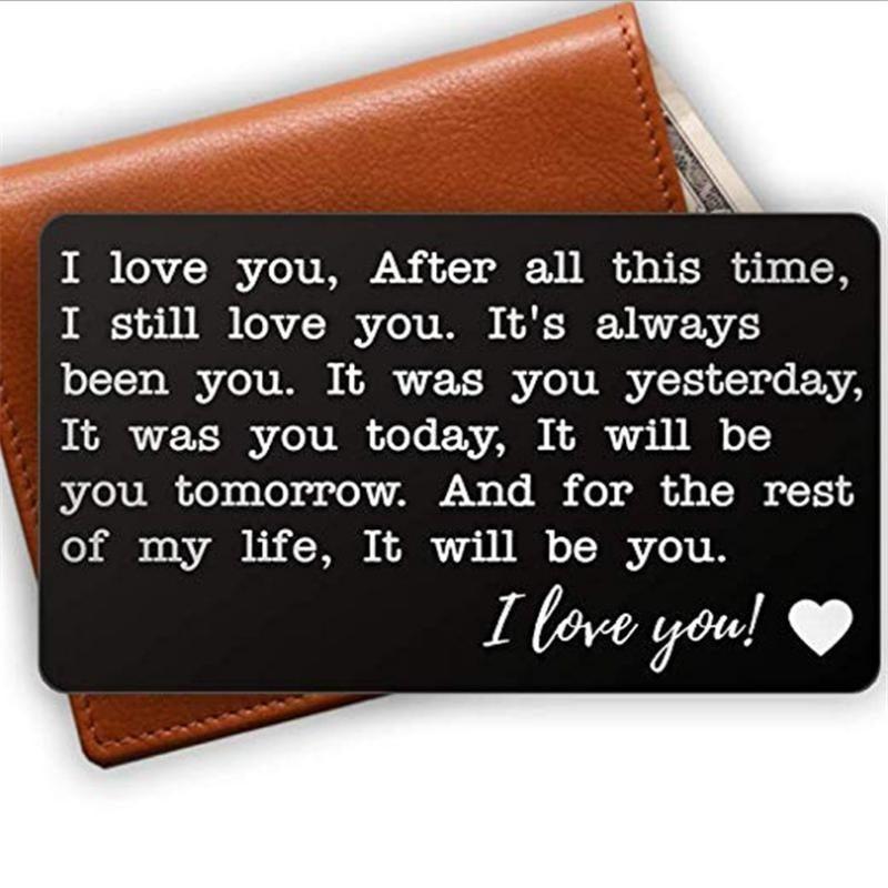 Engraved I Love You Wallet Metal Card Insert - Groom Gift