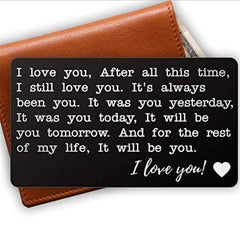 Engraved I Love You Wallet Metal Card Insert - Groom Gift