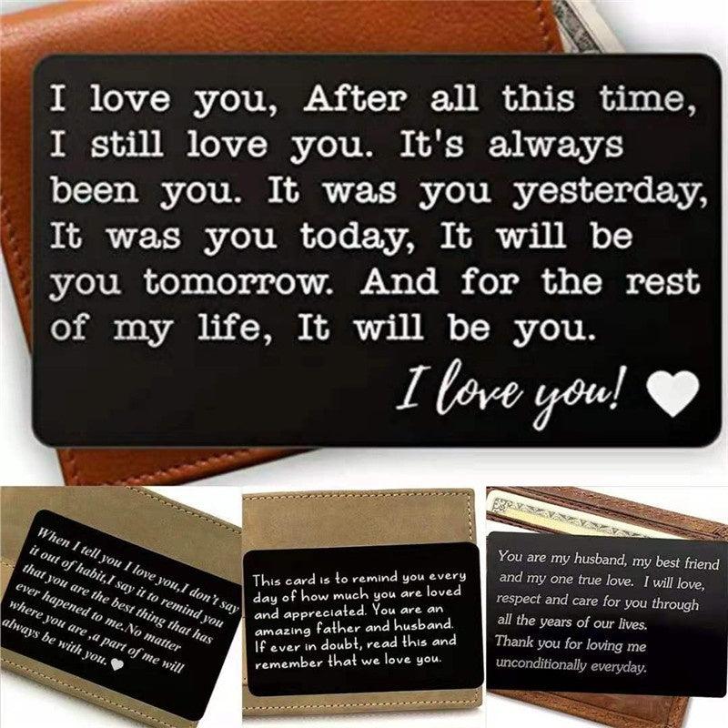 Engraved I Love You Wallet Metal Card Insert - Groom Gift