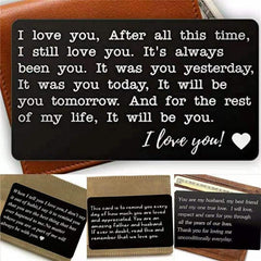 Engraved I Love You Wallet Metal Card Insert - Groom Gift