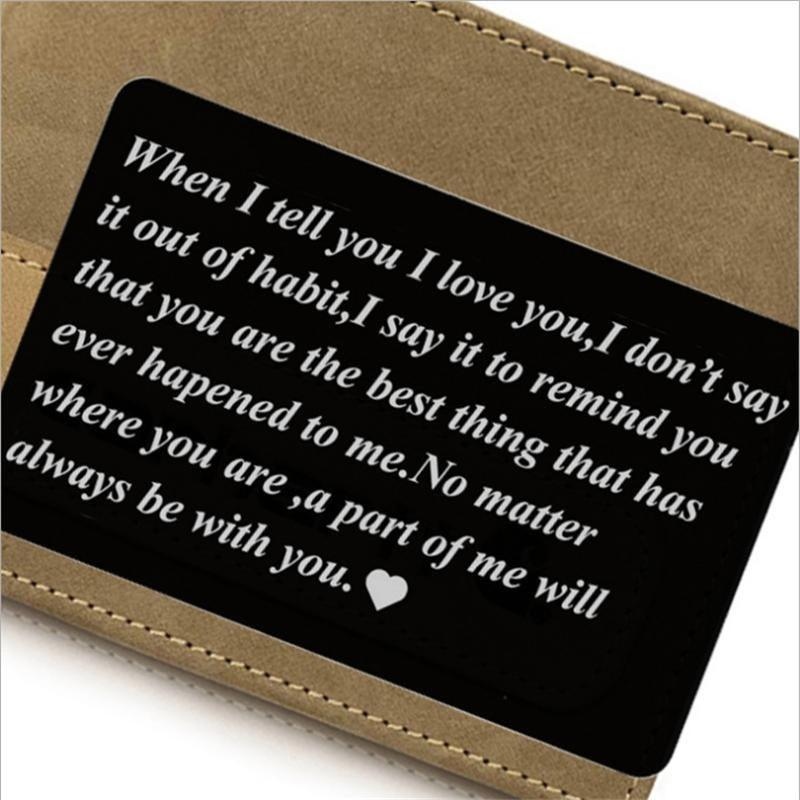 Engraved I Love You Wallet Metal Card Insert - Groom Gift