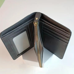 Men's Leather Short Wallet Trifold With Zipper & Coin Purse Large Capacity