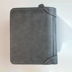 Men's Leather Short Wallet Trifold With Zipper & Coin Purse Large Capacity