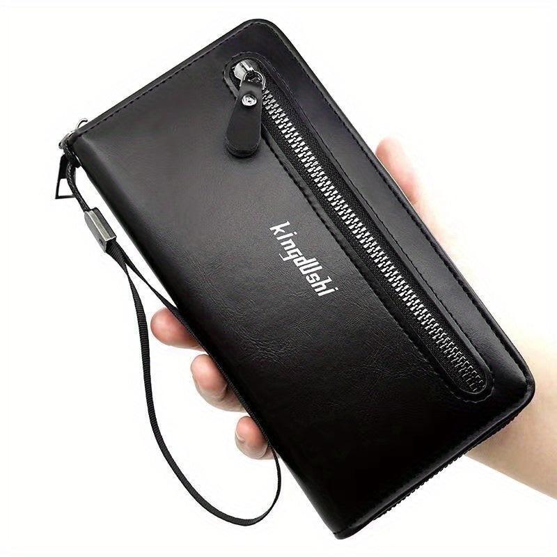 Men's Leather Long Wallet Business Clutch Bag
