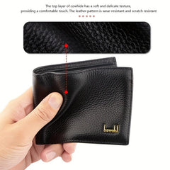 Men's Short Cowhide Business Leather Wallet