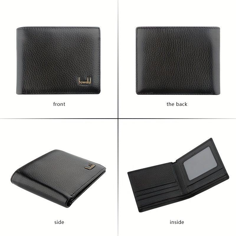 Men's Short Cowhide Business Leather Wallet