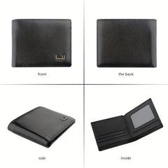 Men's Short Cowhide Business Leather Wallet