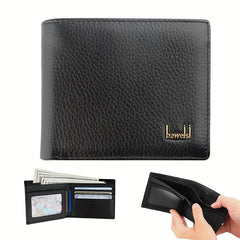 Men's Short Cowhide Business Leather Wallet