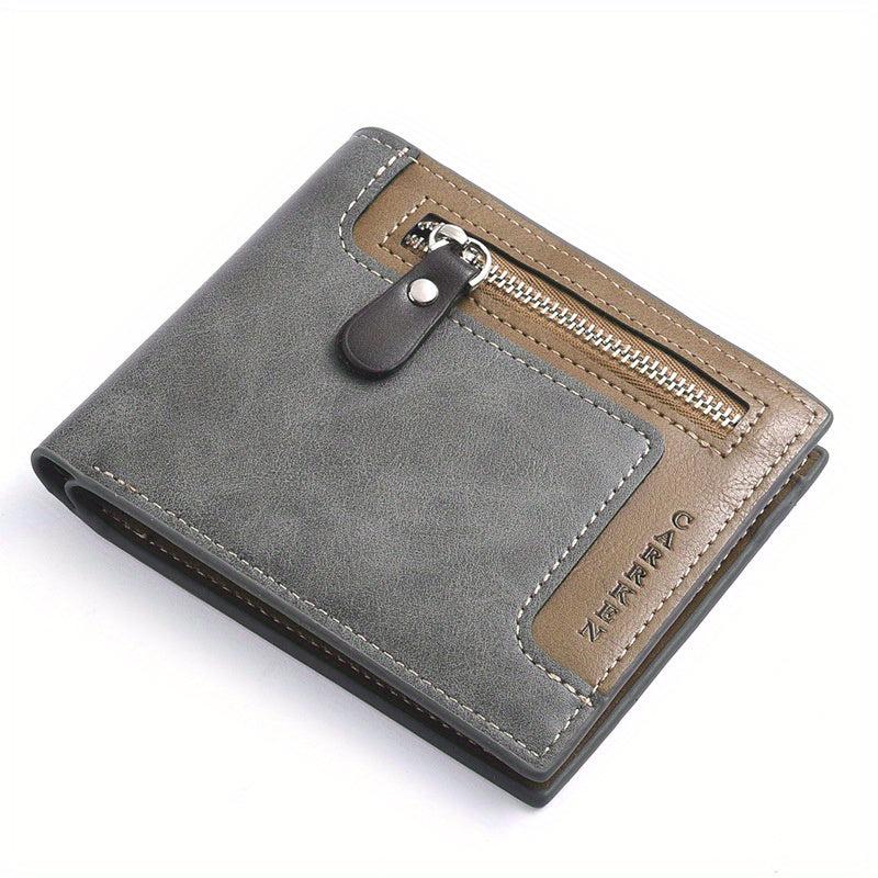 Men's Oil Wax Leather Short Wallet Coin Purse Multifunctional Money C