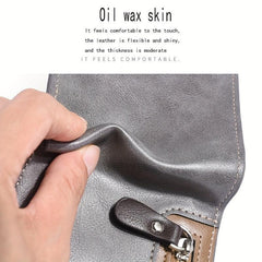 Men's Oil Wax Leather Short Wallet Coin Purse Multifunctional Money C