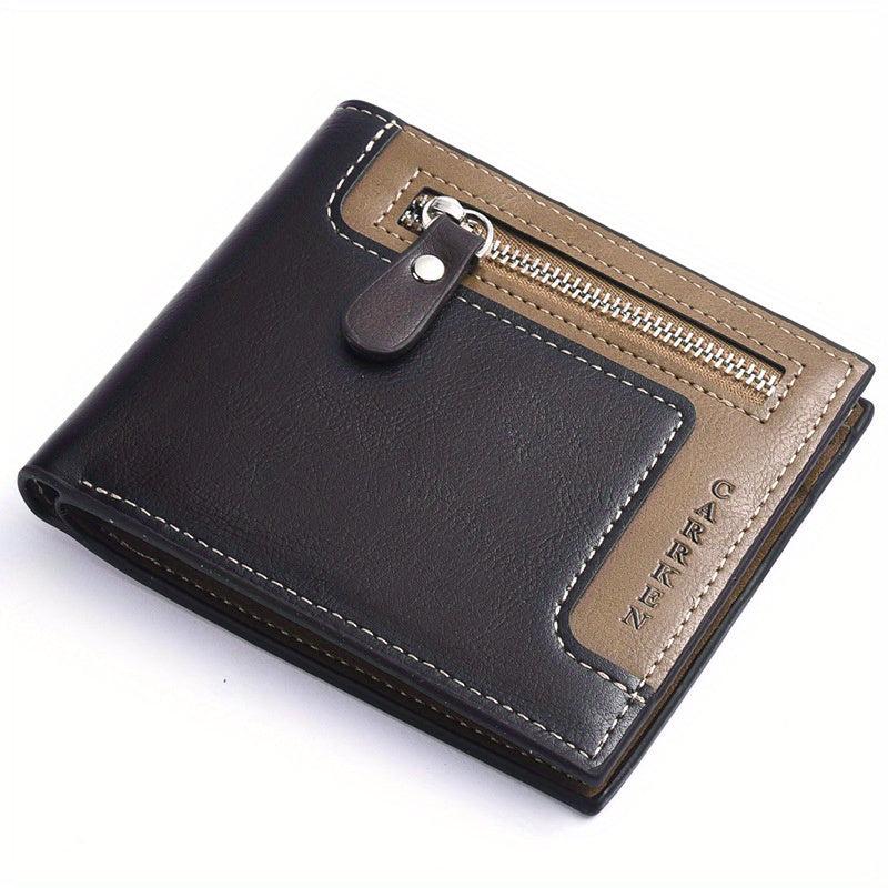Men's Oil Wax Leather Short Wallet Coin Purse Multifunctional Money C