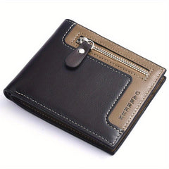 Men's Oil Wax Leather Short Wallet Coin Purse Multifunctional Money C