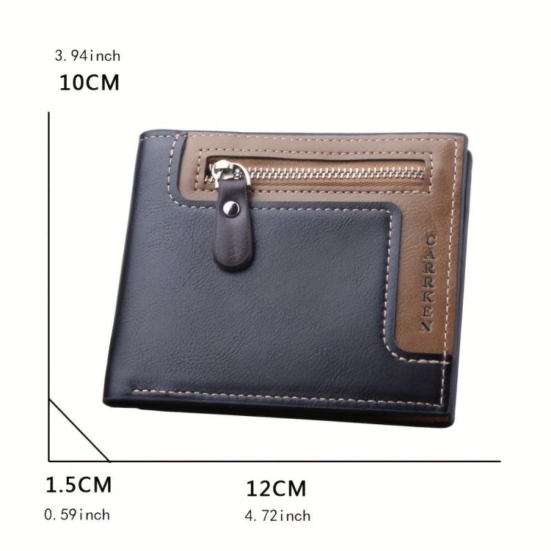 Men's Oil Wax Leather Short Wallet Coin Purse Multifunctional Money C
