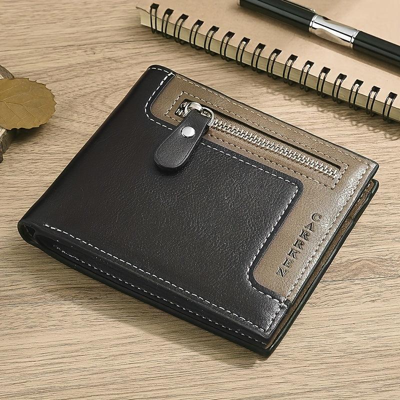 Men's Oil Wax Leather Short Wallet Coin Purse Multifunctional Money C